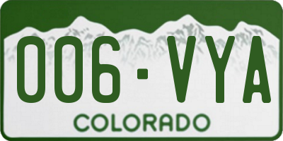 CO license plate 006VYA