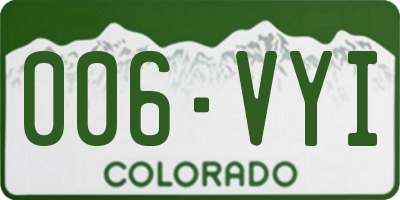 CO license plate 006VYI