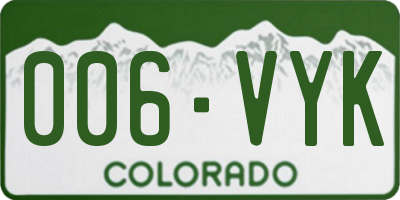 CO license plate 006VYK