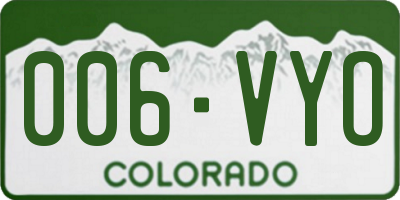 CO license plate 006VYO