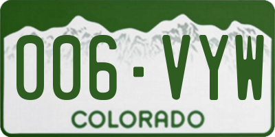 CO license plate 006VYW