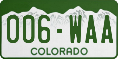 CO license plate 006WAA