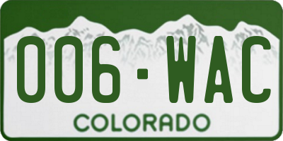 CO license plate 006WAC