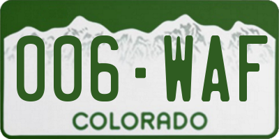 CO license plate 006WAF