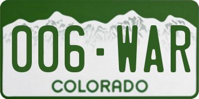 CO license plate 006WAR