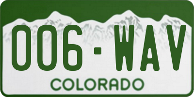CO license plate 006WAV