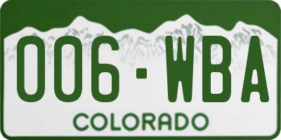 CO license plate 006WBA