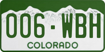 CO license plate 006WBH
