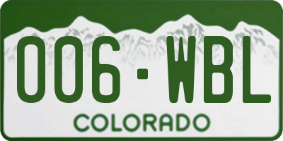 CO license plate 006WBL