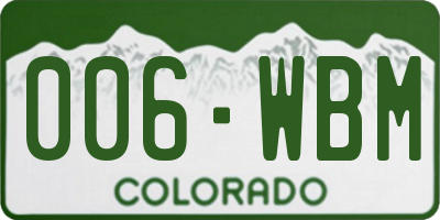 CO license plate 006WBM