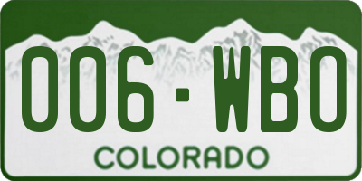 CO license plate 006WBO