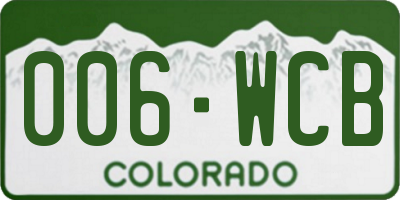 CO license plate 006WCB