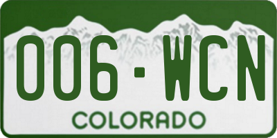 CO license plate 006WCN