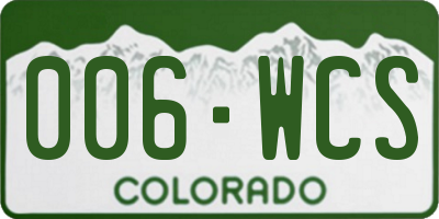 CO license plate 006WCS