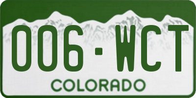 CO license plate 006WCT