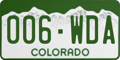 CO license plate 006WDA