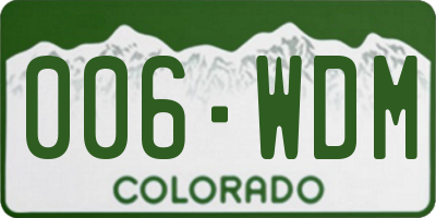 CO license plate 006WDM