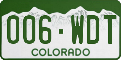 CO license plate 006WDT