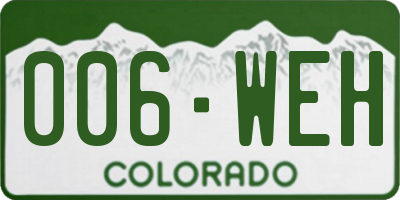 CO license plate 006WEH