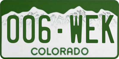 CO license plate 006WEK