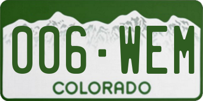 CO license plate 006WEM