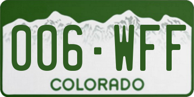 CO license plate 006WFF