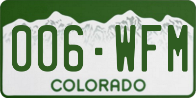 CO license plate 006WFM