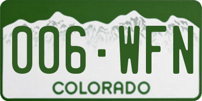 CO license plate 006WFN