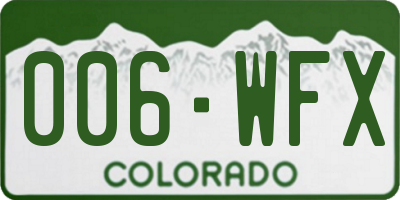 CO license plate 006WFX