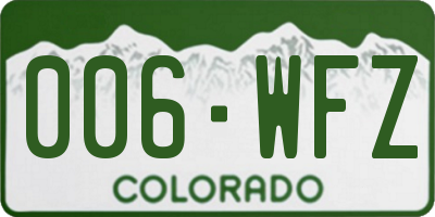 CO license plate 006WFZ