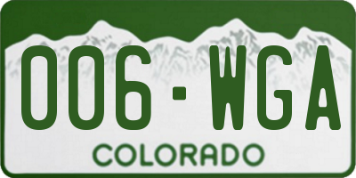 CO license plate 006WGA