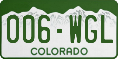 CO license plate 006WGL