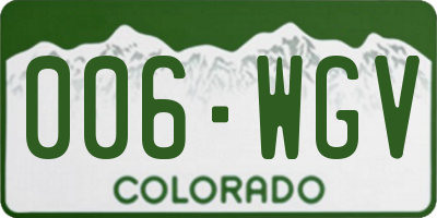 CO license plate 006WGV