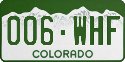 CO license plate 006WHF