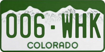 CO license plate 006WHK