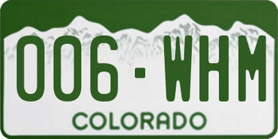 CO license plate 006WHM