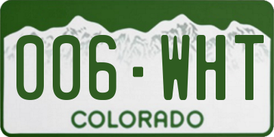 CO license plate 006WHT