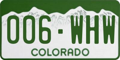 CO license plate 006WHW