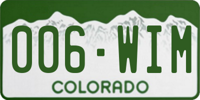 CO license plate 006WIM