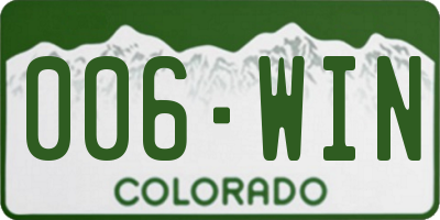 CO license plate 006WIN