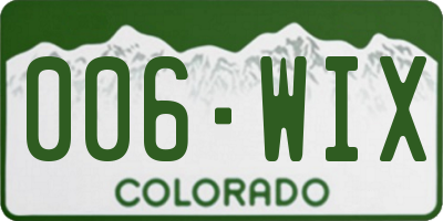 CO license plate 006WIX