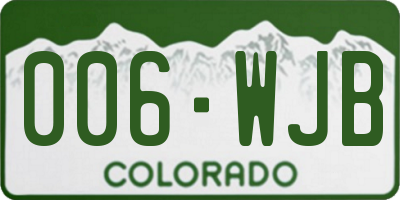 CO license plate 006WJB