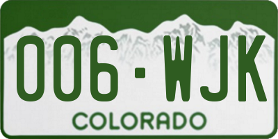 CO license plate 006WJK