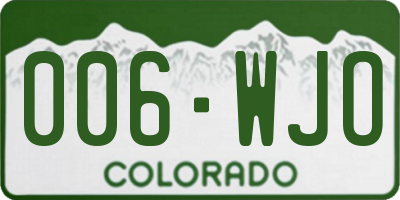 CO license plate 006WJO