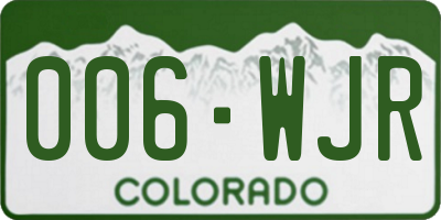 CO license plate 006WJR