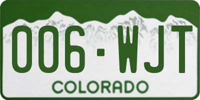 CO license plate 006WJT