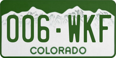 CO license plate 006WKF