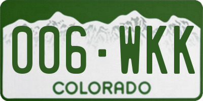CO license plate 006WKK