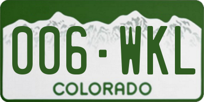 CO license plate 006WKL