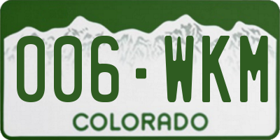 CO license plate 006WKM